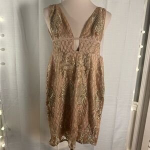 Akira Chicago Black Label Elegant Gold Mini Dress Medium